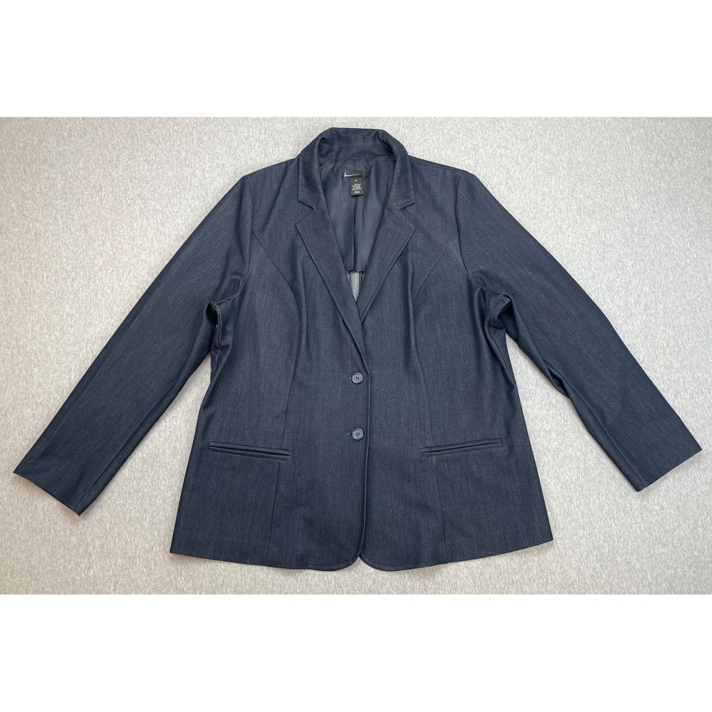 Lane Bryant Blazer Womens 20 Blue Speckled Stretch 2-Button Single Breast